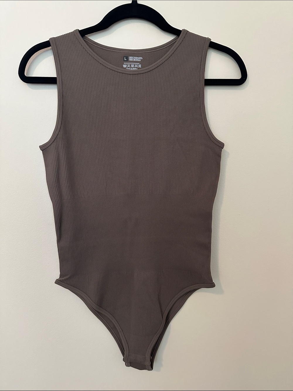 Sleeveless Ribbed Bodysuit in Taupe
